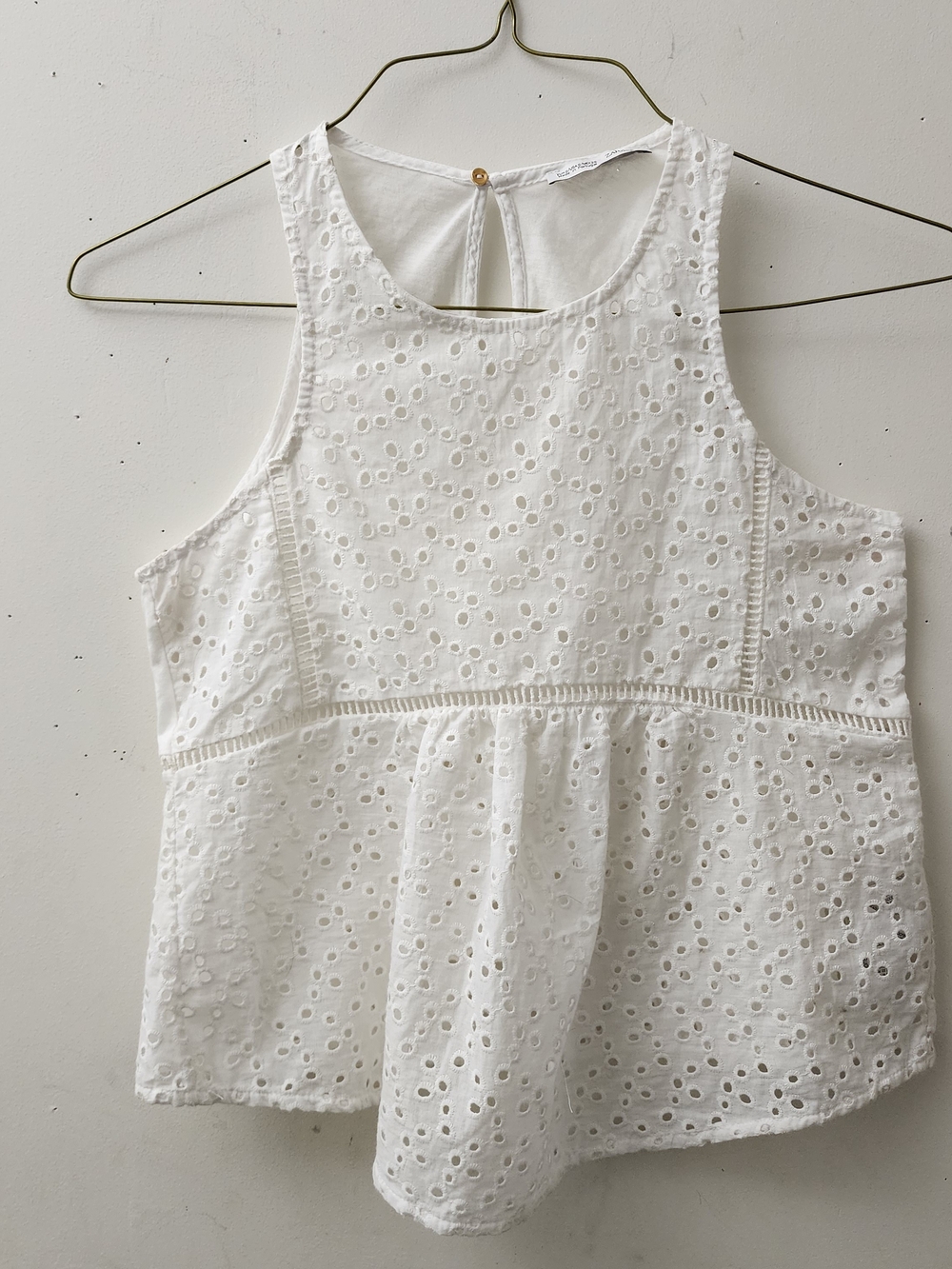 Zara S White Eyelet Babydoll Boho Top Cottagecore Romantic Feminine Festival